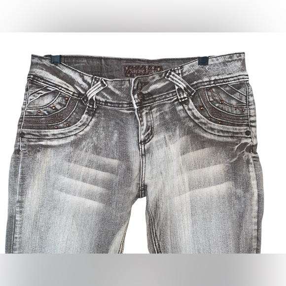 Vintage‎ Salvaje Jeans Low Rise Gray Brown Wash With Studs Size 14 - Picture 1 of 6